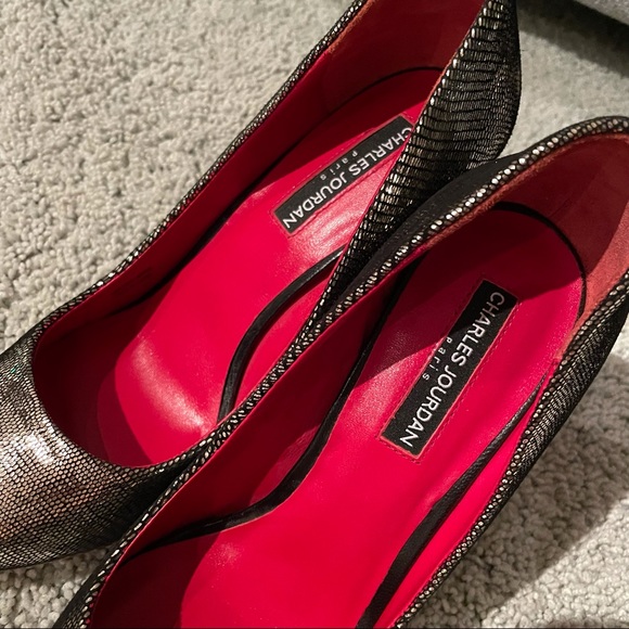 CHARLES JOURDAN claire metallic silver stilettos 8M NWT - Picture 7 of 10